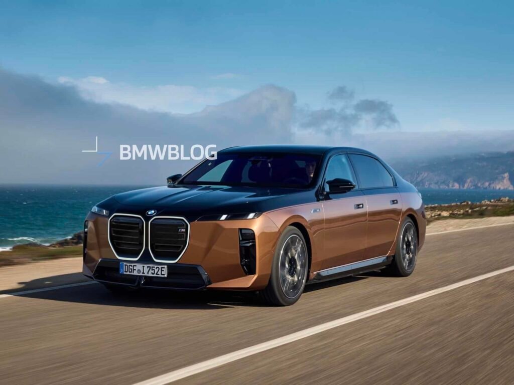 2027 BMW 7 Series rear render featuring wide LED taillights and diffuser