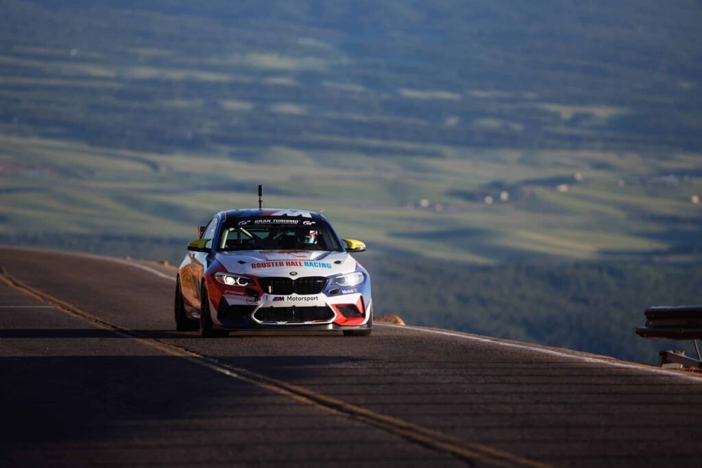 Lance Fenderson and BMW M2 CS Racing car at Pikes Peak