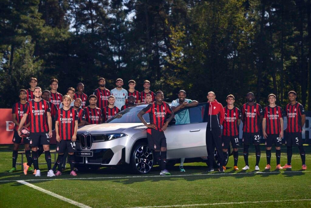 BMW iX3 unveiled to AC Milan players and coach Massimiliano Allegri