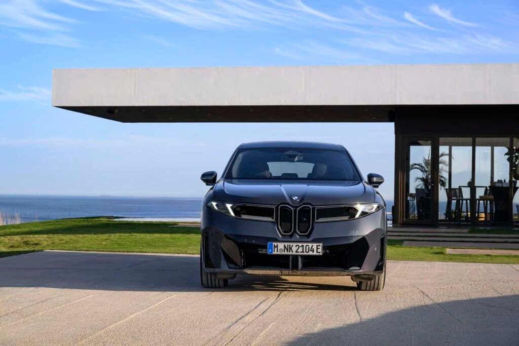 BMW iX3 in Polarized Grey Metallic photographed near the Rock of Gibraltar