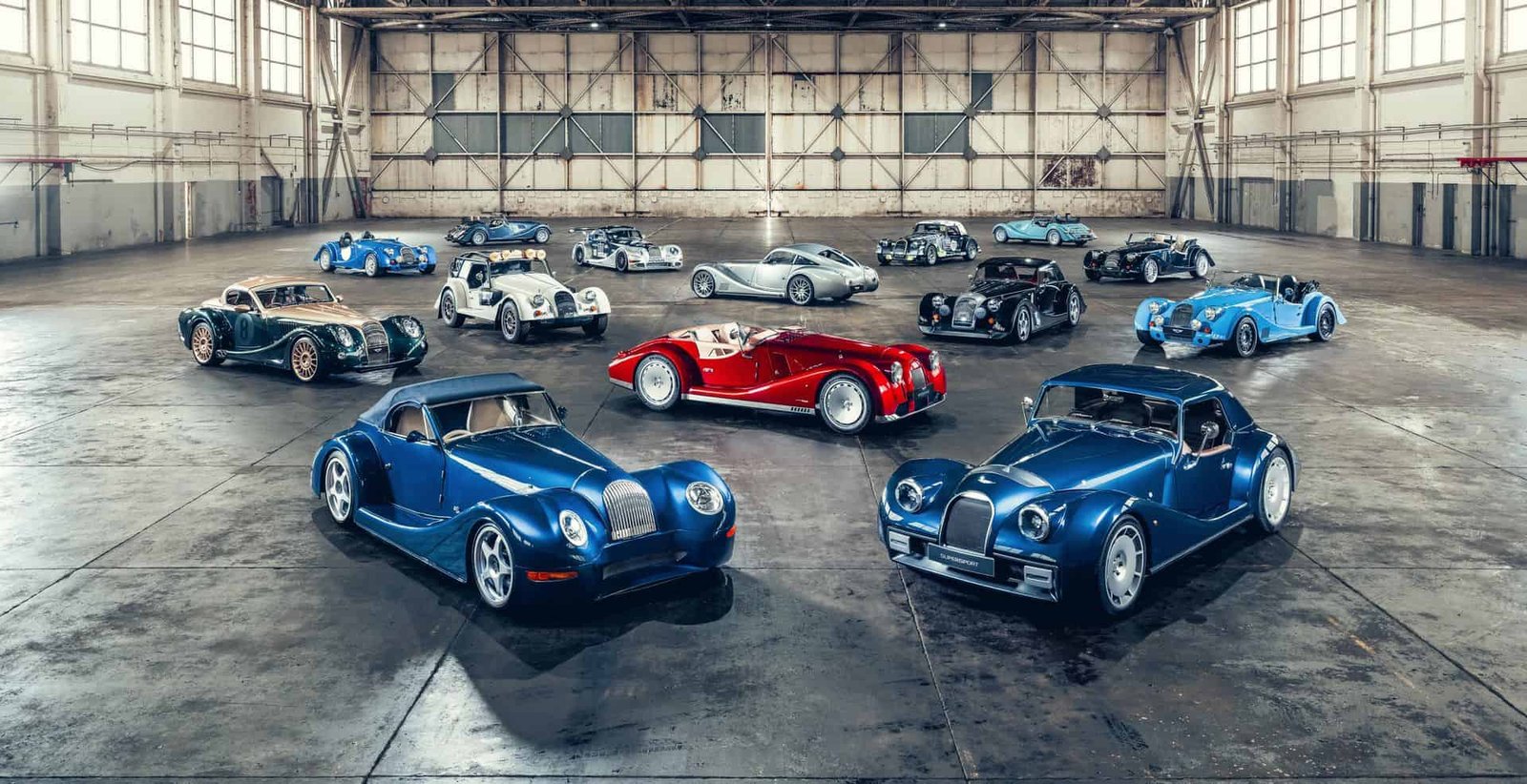 Fourteen BMW-powered Morgan sports cars gathered to mark 25 years of the Morgan-BMW partnership